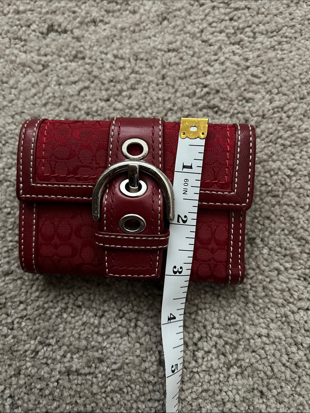 Coach Red Signature Buckle Continental Wallet - Picture 7 of 7